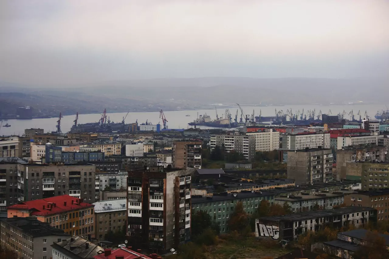 Harbour and city skyline in Murmansk