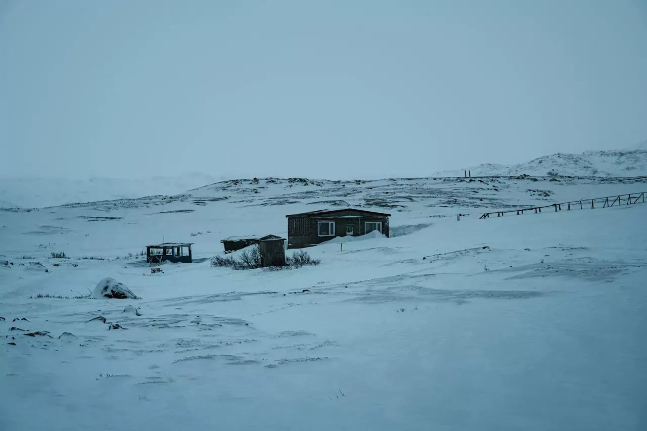 Remote winter landscape in the Murmansk region